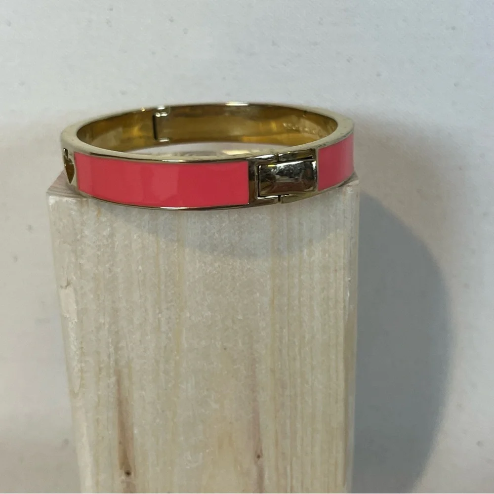 Kate Spade Vibrant Pink and Gold Bangle Bracelet Classic Luxury - Picture 3 of 7